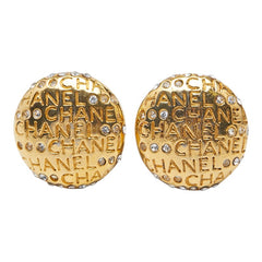 シャネル ロゴ ラインストーン イヤリング ゴールド メッキ レディース CHANEL 【中古】
