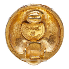 シャネル ロゴ ラインストーン イヤリング ゴールド メッキ レディース CHANEL 【中古】