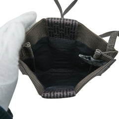 エルメス エールライン 斜め掛け ショルダーバッグ ポシェット ブラック グレー キャンバス レディース HERMES 【中古】