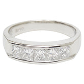 Pt900 プラチナ ダイヤ1.00ct 一文字リング リング 指輪 レディース 10号 【中古】