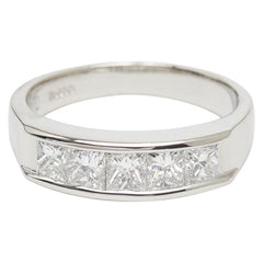 Pt900 プラチナ ダイヤ1.00ct 一文字リング リング 指輪 レディース 10号 【中古】