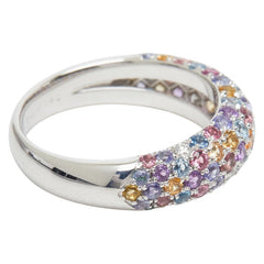 K18WG ホワイトゴールド マルチ色石1.45ct ダイヤ0.12ct リング 指輪 レディース 12号 【中古】