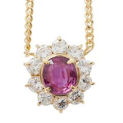 K18YG イエローゴールド ルビー0.92ct ダイヤ0.88ct ペンダント ネックレス レディース 【中古】