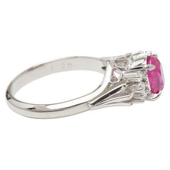 Pt900 プラチナ ルビー1.20ct ダイヤ0.15ct リング 指輪 レディース 10号 【中古】