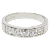 Pt900 プラチナ ダイヤ0.53ct 一文字リング リング 指輪 レディース 7.5号 【中古】