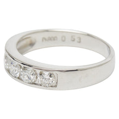 Pt900 プラチナ ダイヤ0.53ct 一文字リング リング 指輪 レディース 7.5号 【中古】