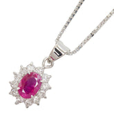 Pt850 プラチナ PM ピーエム ルビー1.03ct ダイヤ0.40ct ペンダント ネックレス レディース 【中古】