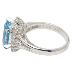Pt900 プラチナ アクアマリン2.94ct ダイヤ0.47ct リング 指輪 レディース 11.5号 【中古】