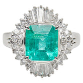 Pt900 プラチナ エメラルド2.19ct ダイヤ0.77ct リング 指輪 レディース 12号 【中古】