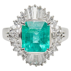 Pt900 プラチナ エメラルド2.19ct ダイヤ0.77ct リング 指輪 レディース 12号 【中古】