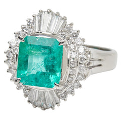 Pt900 プラチナ エメラルド2.19ct ダイヤ0.77ct リング 指輪 レディース 12号 【中古】
