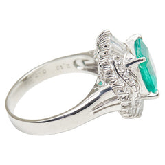 Pt900 プラチナ エメラルド2.19ct ダイヤ0.77ct リング 指輪 レディース 12号 【中古】