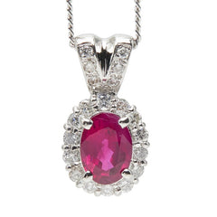 Pt900 プラチナ Pt850 プラチナ ルビー0.92ct ダイヤ0.28ct ペンダント ネックレス レディース 【中古】