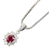Pt900 プラチナ Pt850 プラチナ ルビー0.64ct ダイヤ0.30ct ペンダント ネックレス レディース 【中古】