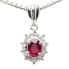 Pt900 プラチナ Pt850 プラチナ ルビー0.64ct ダイヤ0.30ct ペンダント ネックレス レディース 【中古】