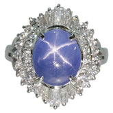 Pt900 プラチナ スターサファイア5.14ct ダイヤ0.95ct リング 指輪 レディース 11号 【中古】