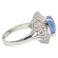 Pt900 プラチナ スターサファイア5.14ct ダイヤ0.95ct リング 指輪 レディース 11号 【中古】