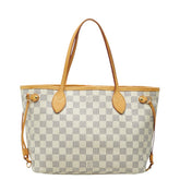 ルイ ヴィトン ダミエ アズール ネヴァーフルPM トートバッグ N51110 ホワイト PVC レザー レディース LOUIS VUITTON 【中古】