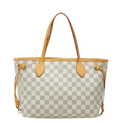 ルイ ヴィトン ダミエ アズール ネヴァーフルPM トートバッグ N51110 ホワイト PVC レザー レディース LOUIS VUITTON 【中古】