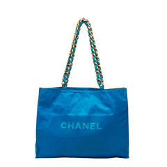 シャネル ココマーク チェーン トートバッグ ショルダーバッグ ブルー ナイロン レディース CHANEL 【中古】