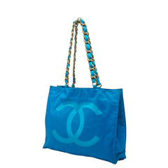 シャネル ココマーク チェーン トートバッグ ショルダーバッグ ブルー ナイロン レディース CHANEL 【中古】