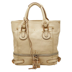 クロエ パディントン トートバッグ ハンドバッグ ホワイト レザー レディース Chloe 【中古】