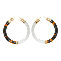 フェンディ タートルシェル フープピアス クリア ブラウン ゴールド プラスチック レディース FENDI 【中古】