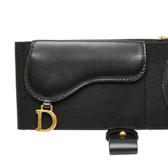 ディオール サドル ベルト ブラック ファブリック レザー レディース Dior 【中古】