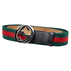 グッチ ベルト サイズ:85/34 411924 マルチカラー ブラック キャンバス レザー メンズ GUCCI 【中古】