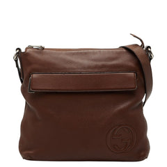 グッチ インターロッキングG 斜め掛け ショルダーバッグ 322059 ブラウン レザー レディース GUCCI 【中古】