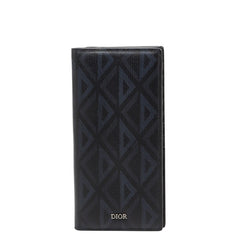 ディオール CDダイヤモンド バーティカル ロングウォレット 長財布 ブラック ネイビー PVC メンズ Dior 【中古】