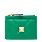ヴァレンティノ ローマンスタッズ コインケース パスケース フラグメントケース W2P0Y06BSF グリーン レザー レディース VALENTINO 中古