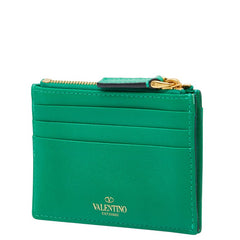 ヴァレンティノ ローマンスタッズ コインケース パスケース フラグメントケース W2P0Y06BSF グリーン レザー レディース VALENTINO 中古