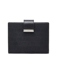 グッチ GGキャンバス - 手帳 手帳カバー 115240 ブラック キャンバス レザー レディース GUCCI 【中古】