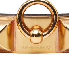 エルメス リヴァル コリエドシアン ドゥブルトゥール ブレスレット 2連 ブラウン ホワイト リザード レディース HERMES 【中古】