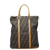 フェンディ ズッカ トートバッグ ハンドバッグ ブラウン ベージュ キャンバス レザー レディース FENDI 中古