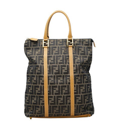 フェンディ ズッカ トートバッグ ハンドバッグ ブラウン ベージュ キャンバス レザー レディース FENDI 中古