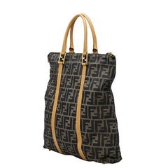 フェンディ ズッカ トートバッグ ハンドバッグ ブラウン ベージュ キャンバス レザー レディース FENDI 中古