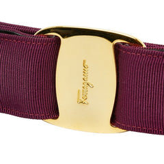 サルヴァトーレフェラガモ ヴァラリボン リボンベルト サイズM 8046 パープル キャンバス メッキ レディース Salvatore Ferragamo 中古