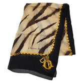 ディオール ゼブラ チェーン スカーフ ブラック ベージュ シルク レディース Dior 【中古】