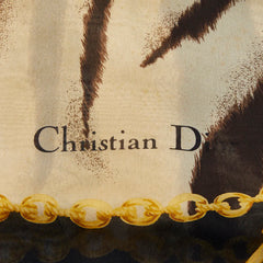 ディオール ゼブラ チェーン スカーフ ブラック ベージュ シルク レディース Dior 【中古】