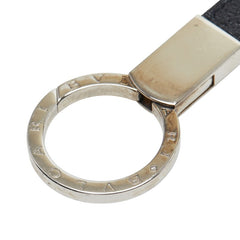 ブルガリ ブルガリブルガリ マン ダブル キーリング シルバー ブラック メタル レザー メンズ BVLGARI 【中古】