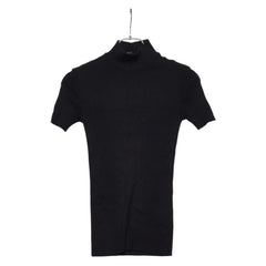 シャネル ハイネックリブ 半袖 ニット サイズ:36 P09543V00379 ブラック コットン レディース CHANEL 【中古】