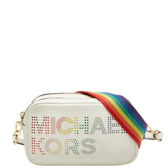マイケルコース レイシー レインボー パンチング ロゴ ショルダーバッグ ホワイト レザー レディース Michael Kors 【中古】