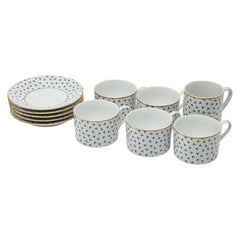 ティファニー ダンシングT カップ&ソーサー セット ホワイト ブルー ゴールド 磁器 レディース TIFFANY&Co. 【中古】