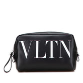 ヴァレンティノ VLTNロゴ セカンドバッグ ポーチ ブラック レザー レディース VALENTINO 【中古】