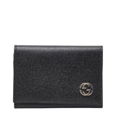 グッチ インターロッキングG 名刺入れ カードケース 306717 ブラック レザー メンズ GUCCI 【中古】