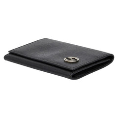 グッチ インターロッキングG 名刺入れ カードケース 306717 ブラック レザー メンズ GUCCI 【中古】