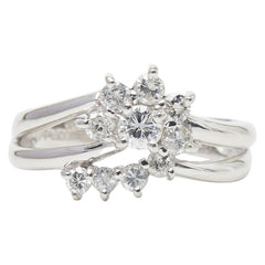 Pt900 プラチナ ダイヤ0.50ct フラワーモチーフ リング 指輪 レディース 9.5号 【中古】