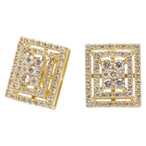 K18YG イエローゴールド ダイヤ1.00ct スクエア型スタッドピアス ピアス レディース 【中古】